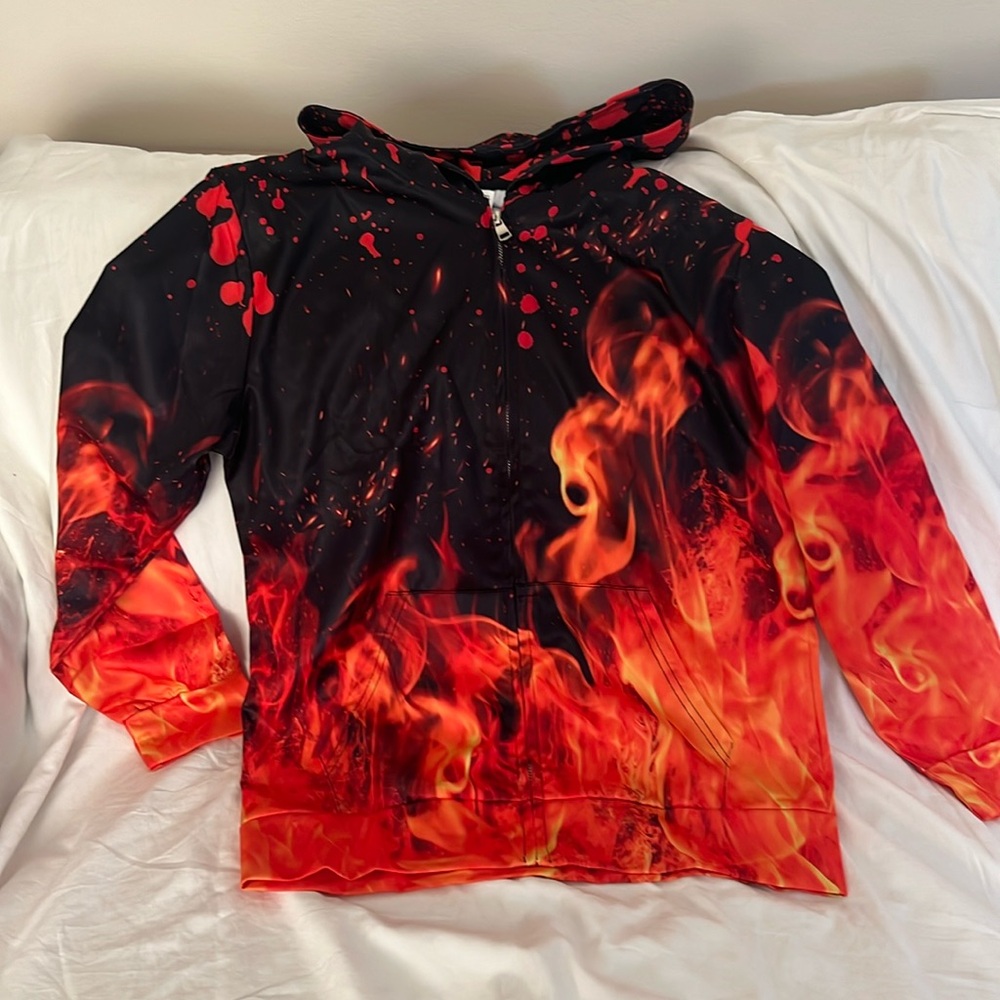 NWOT Red Flame Zippered Hoodie